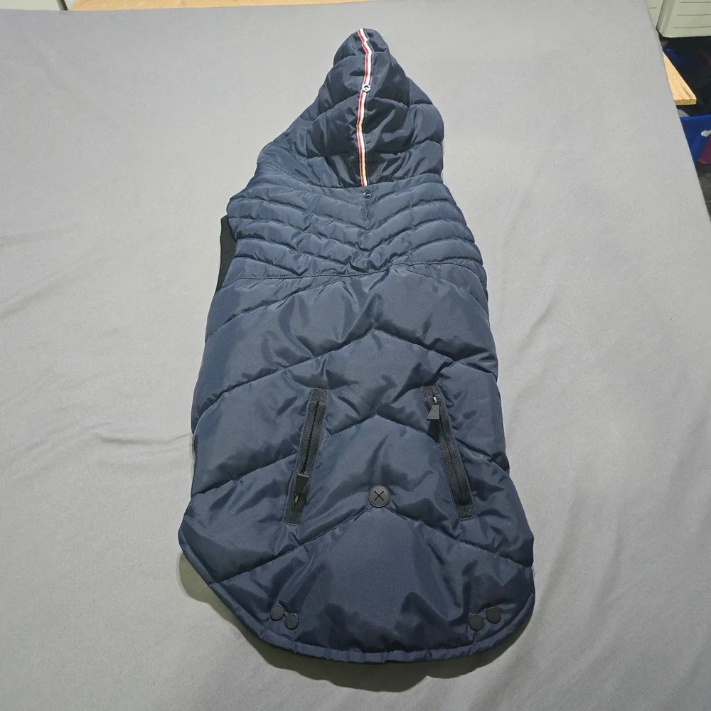 Pajar Pup Puffer Vest Dog XXL Navy Blue Quilted Fleece Lined Hooded P8N104F00X
